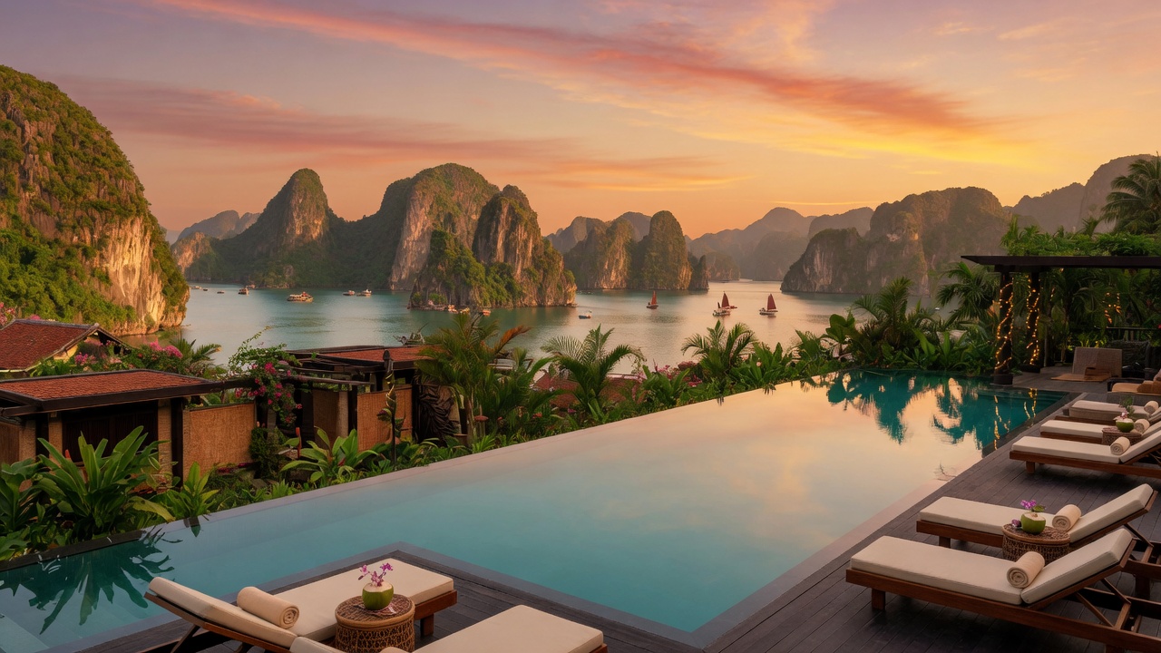 Infinity pool overlooking Lan Ha Bay