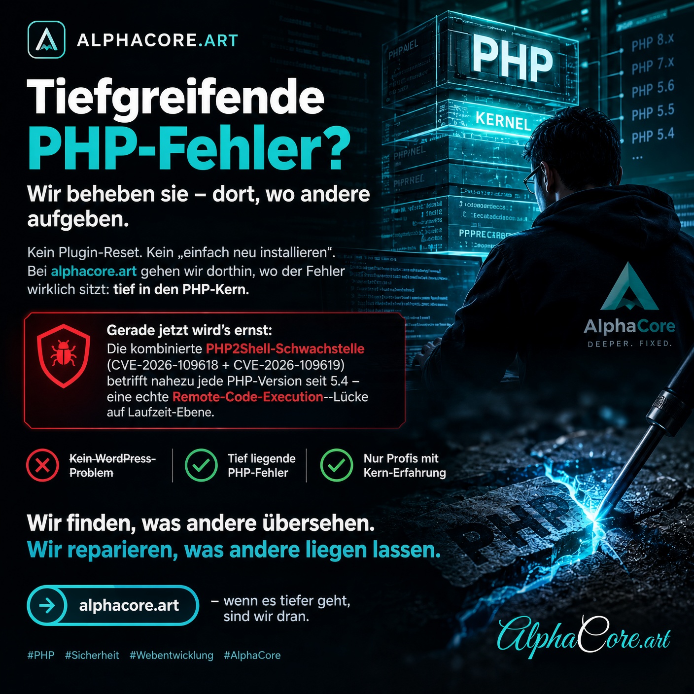 Tiefgreifende PHP-Fehler? Wir beheben sie dort, wo andere aufgeben.